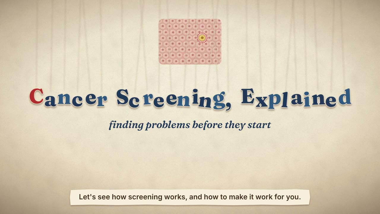 Still from the animated video Cancer Screening, Explained