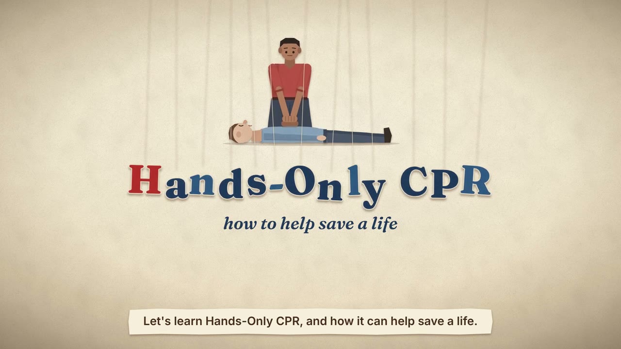 Still from the animated video Hands-Only CPR