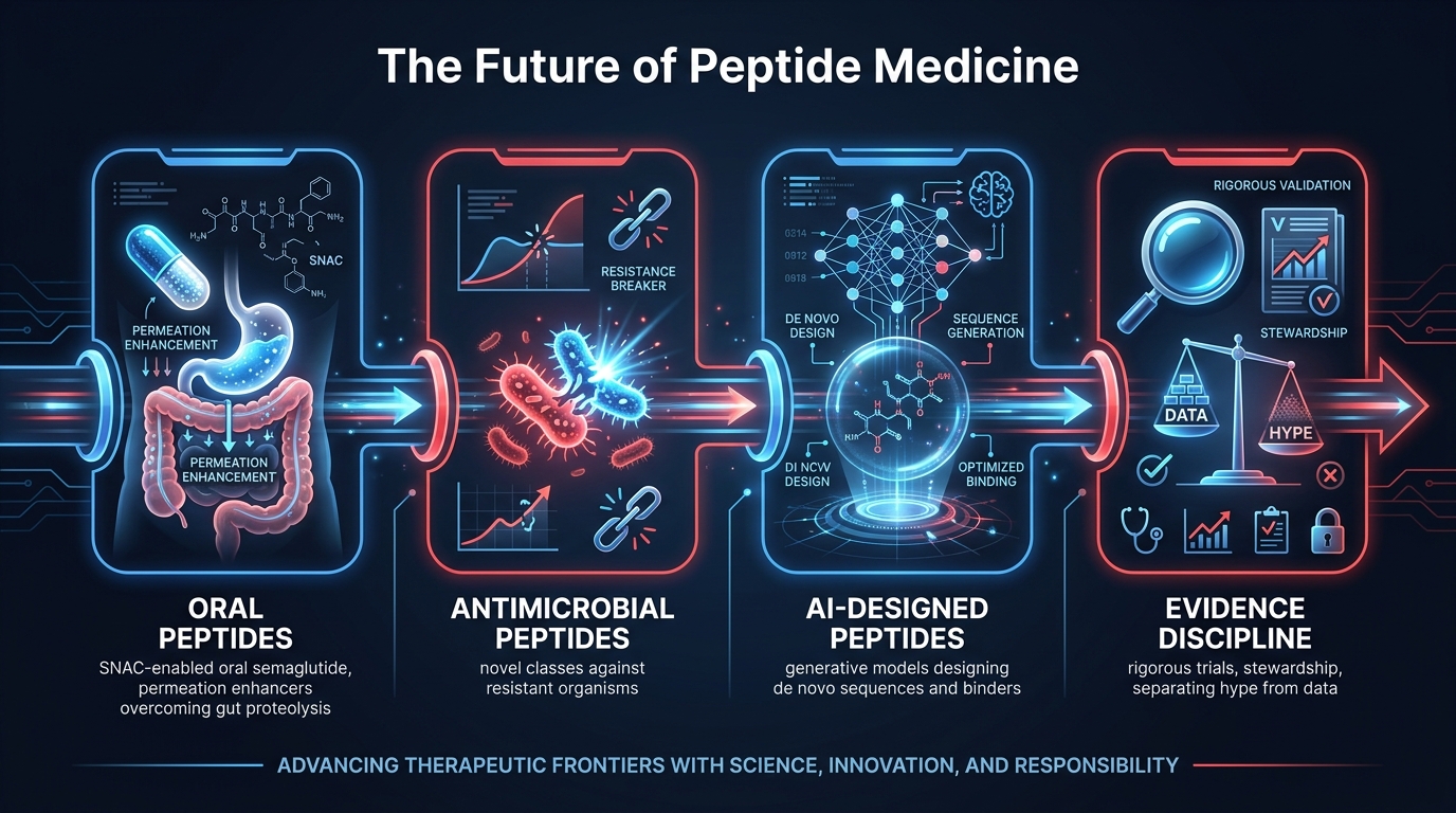Future peptide medicine pipeline from oral delivery to AI-designed peptides