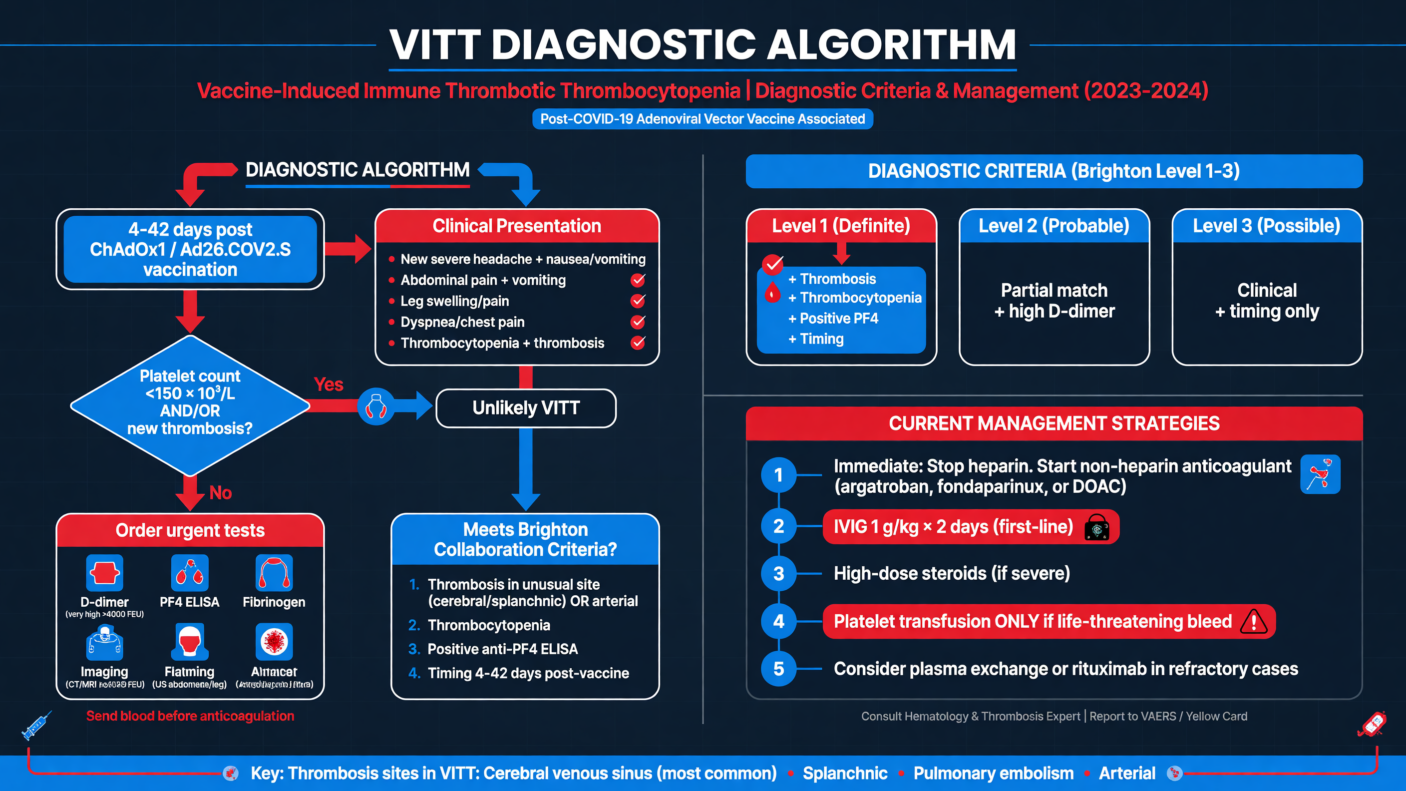 Diagnostic algorithm and management pathway for VITT