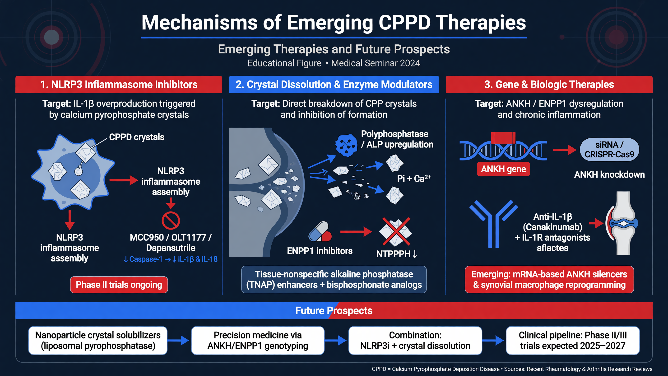 Mechanisms of emerging CPPD therapies